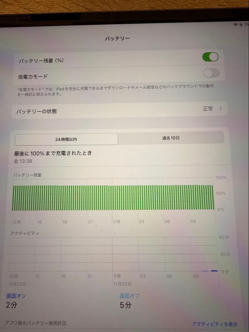 iPad Air 13 M2 電池100%充電45回