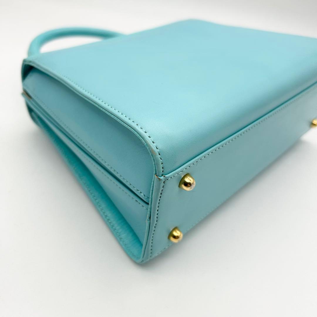 美品&入手困難　ハナエモリ　ショルダーバッグ　2way　レザー　ブルー　リボン