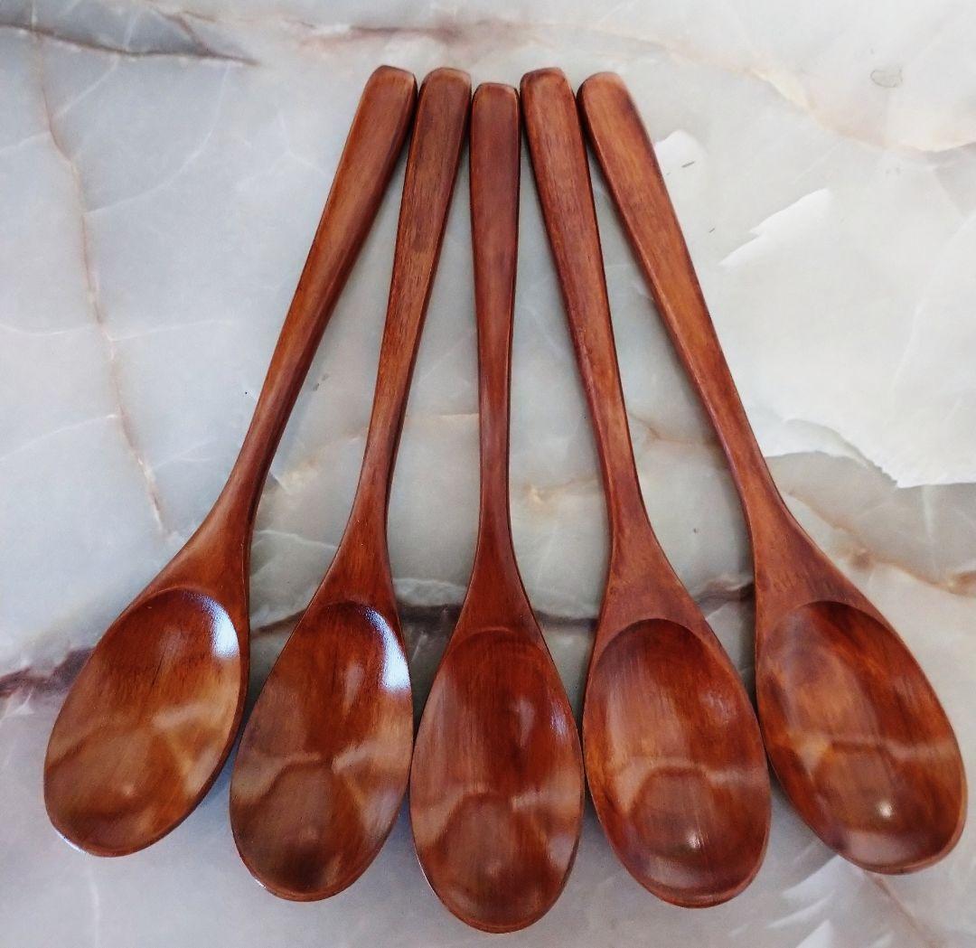 木製 スープカップ スリ漆5客と19.5cmカレースプーン スリ漆5本