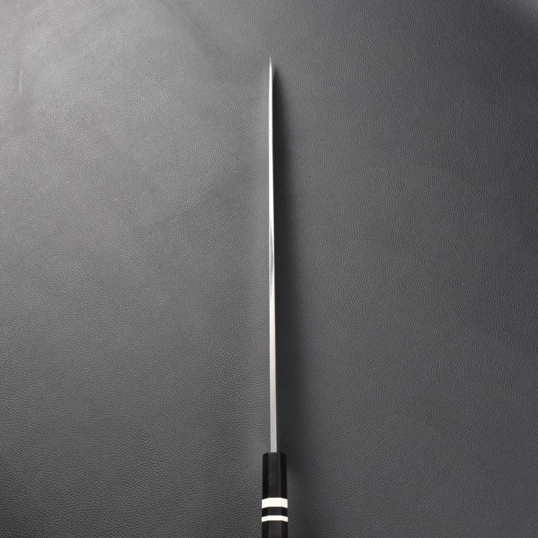 10864柳刃包丁 尺三 鏡面仕上げ 刃は究極の切れ味 黒檀黒水牛白三本巻八角柄