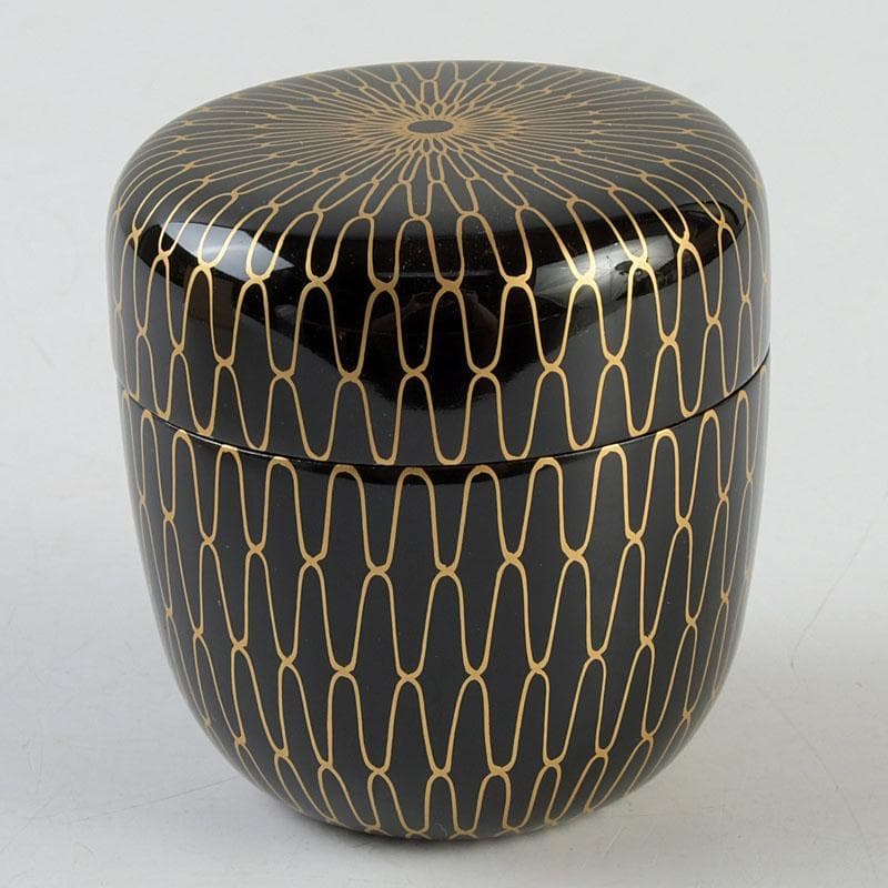 茶道具　蒔絵師　中川秀甫作　網目蒔絵　中棗　共箱　V　9347