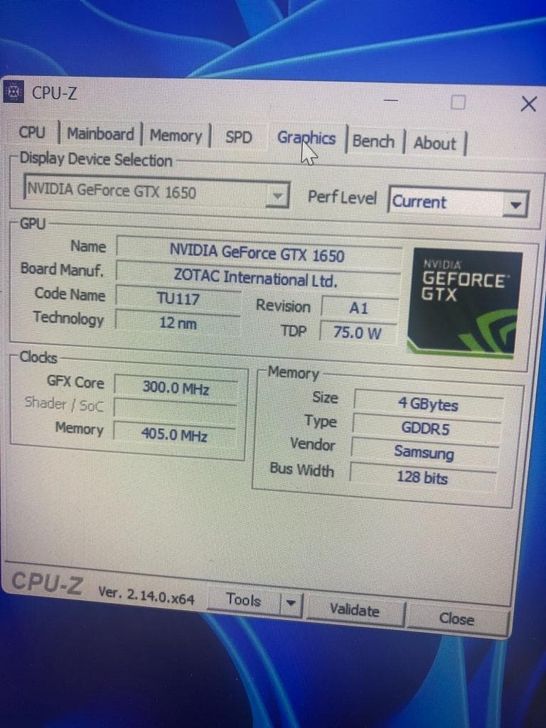 ジャンク品 ZOTAC GeForce GTX 1650 LP 4GB