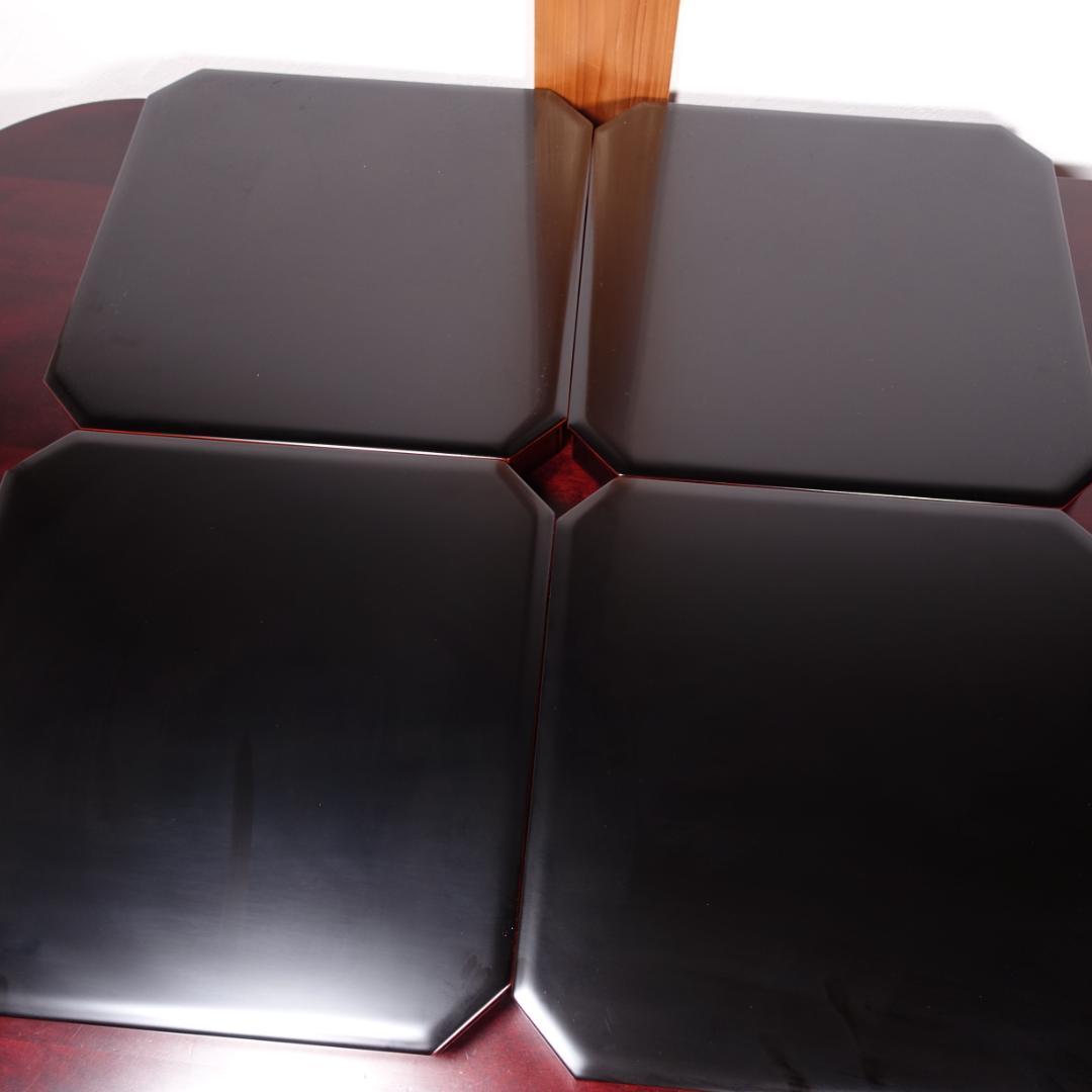 輪島塗の名店 五島屋謹製 溜塗 裏黒塗 布張 卓上膳 盆 5客 共箱