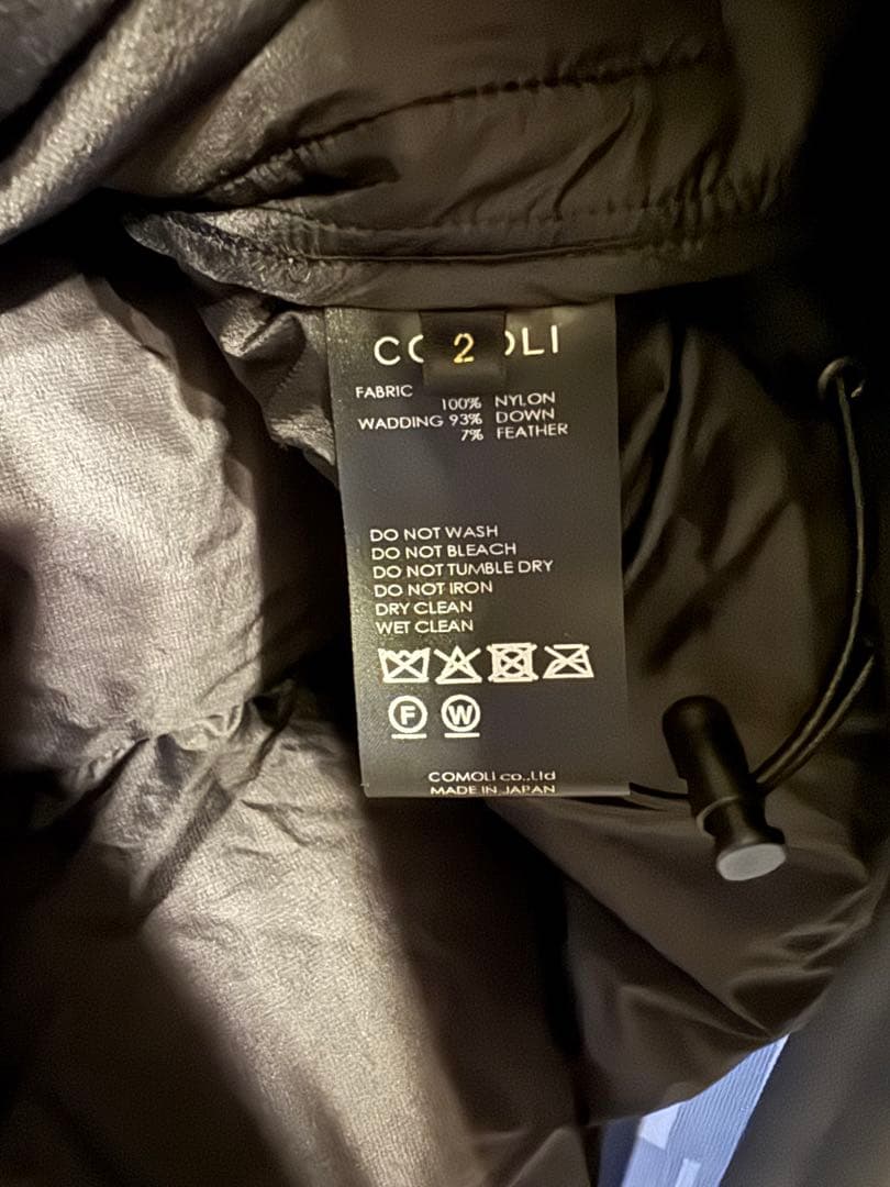 25AW comoli ダウンジャケット ブラック サイズ2