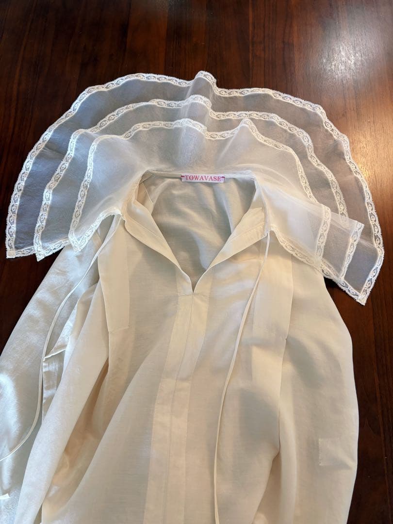TOWAVASE シルクコットン 3重衿ブラウス/ ivory