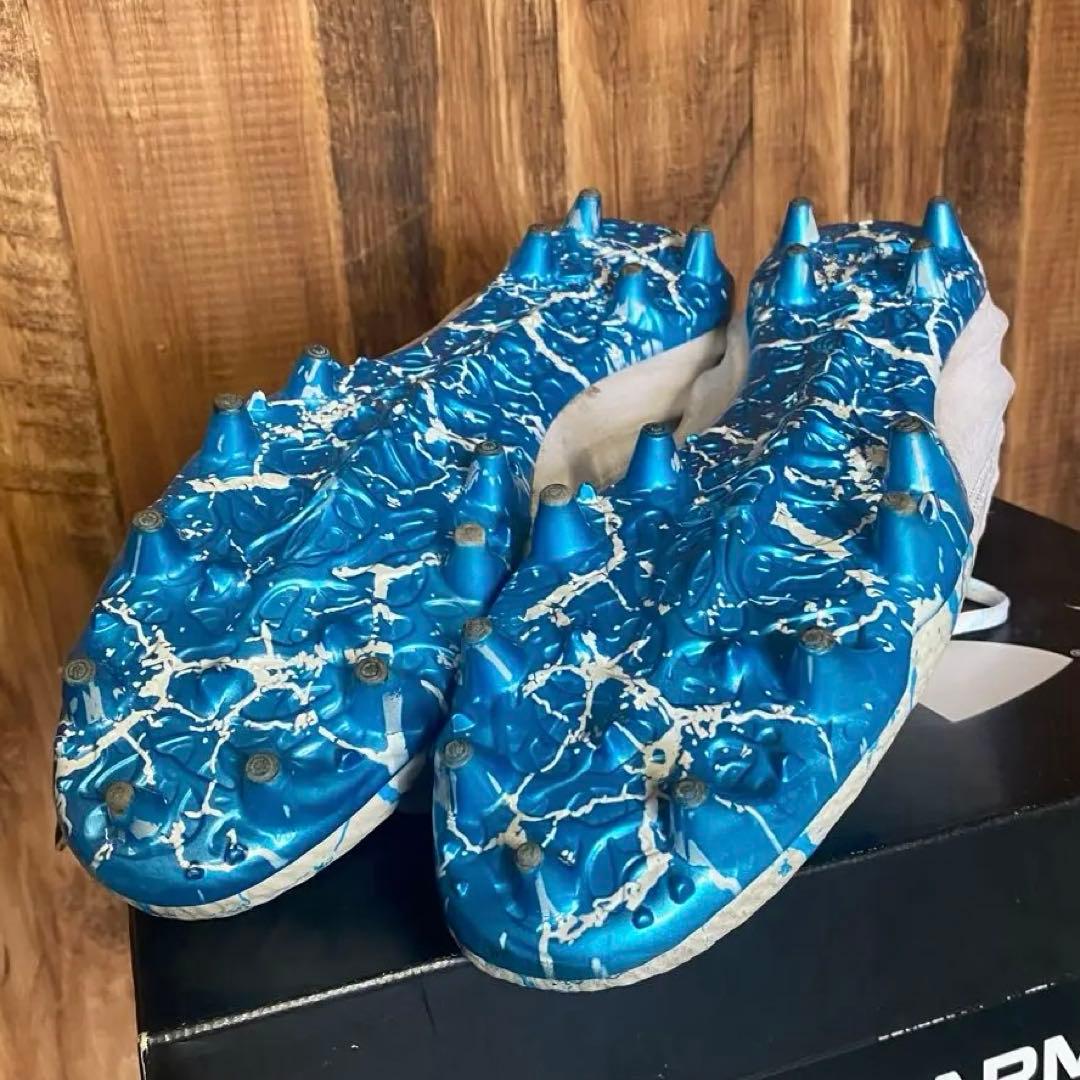 UNDER ARMOUR スパイクシューズ ホワイト/ブルー　27.5