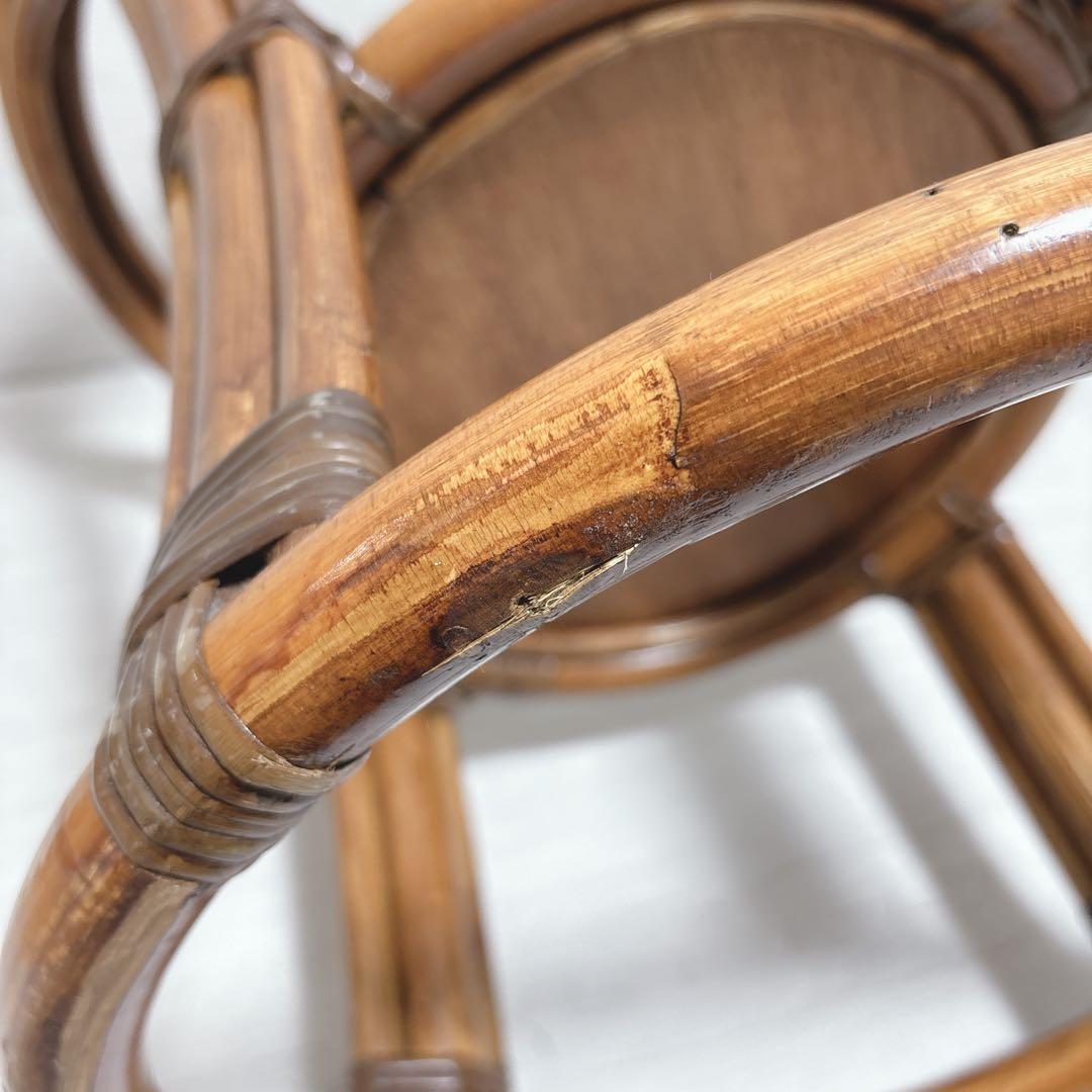 Kazama カザマ ラタン 籐家具 丸テーブル ガラステーブル