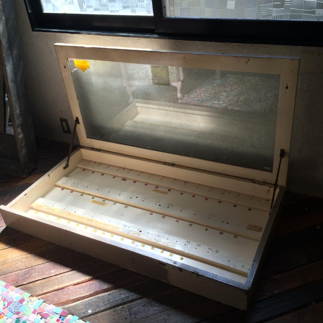 イギリス アンティーク ガラス ケース ディスプレイ 陳列棚 開閉式 店舗 什器