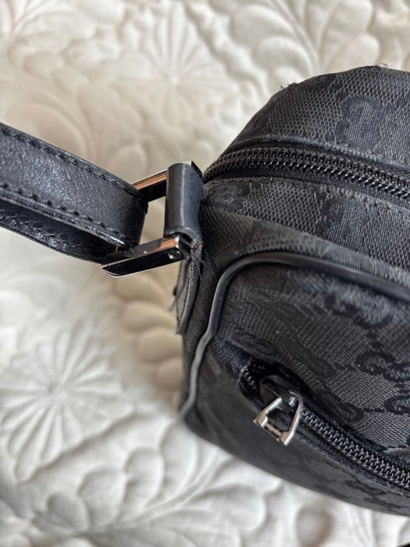 【訳あり】GUCCI GG柄 ブラック ナイロン ショルダーバッグ