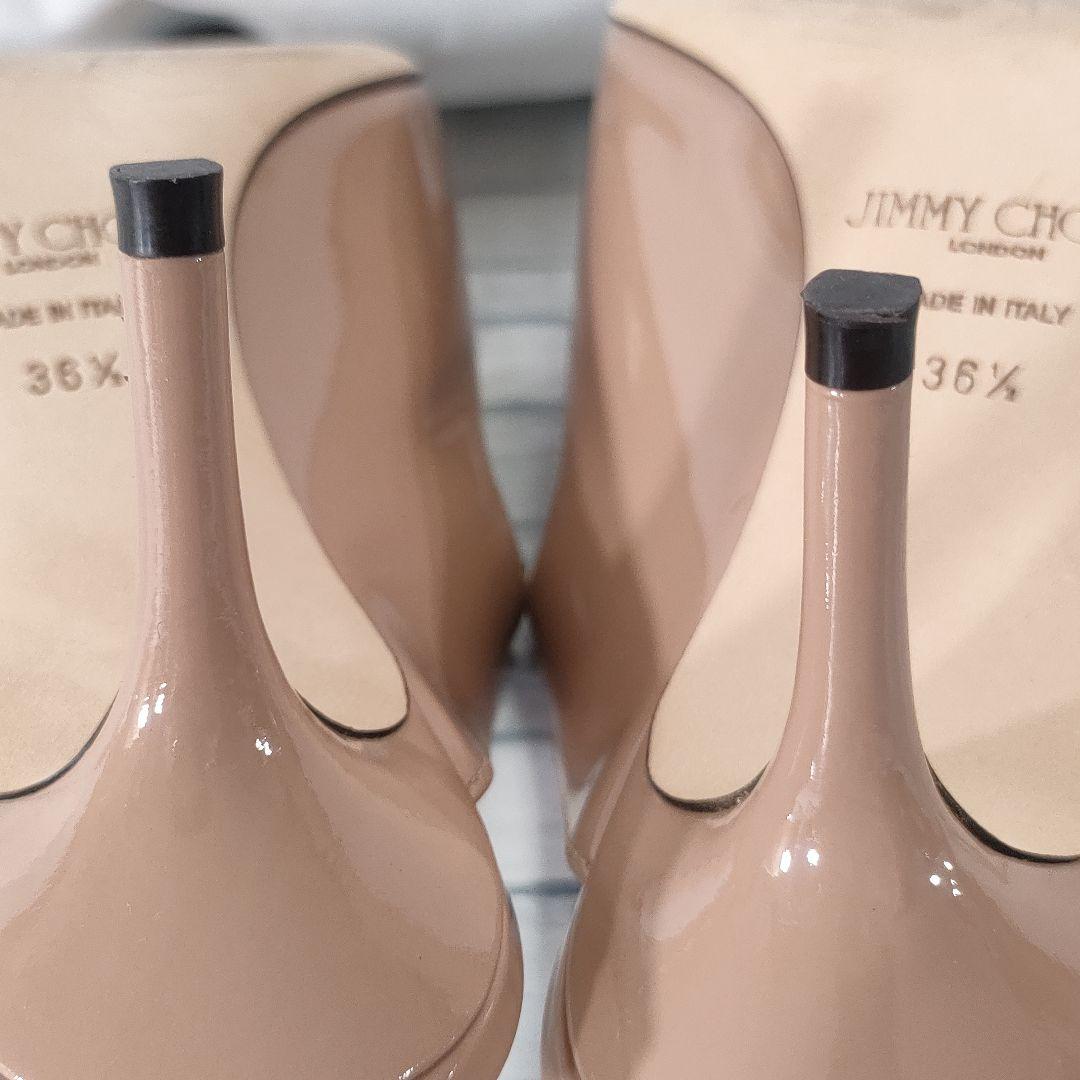 保存袋付き極美品✨ジミーチュウ　エナメルミュール　ビジュー　ピンクベージュ