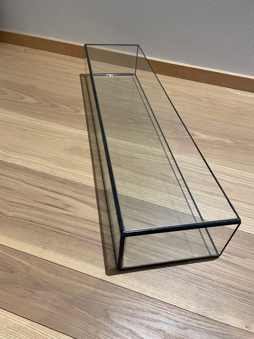 【希少】未使用)ガラス花瓶フラット水槽　横幅60.5cm縦9cm高さ15.5cm