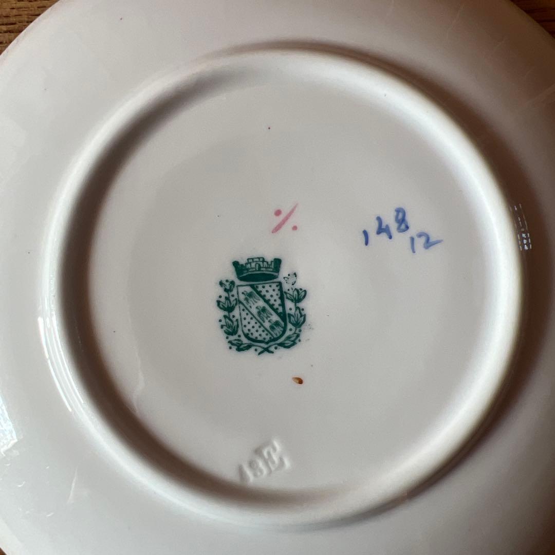 フランスサルグミンヌ窯、Mintonパターン148 ティーカップ＆ソーサー