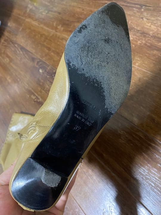 sub5　エルメス　ロングブーツ　本革　ベージュ　ステッチ