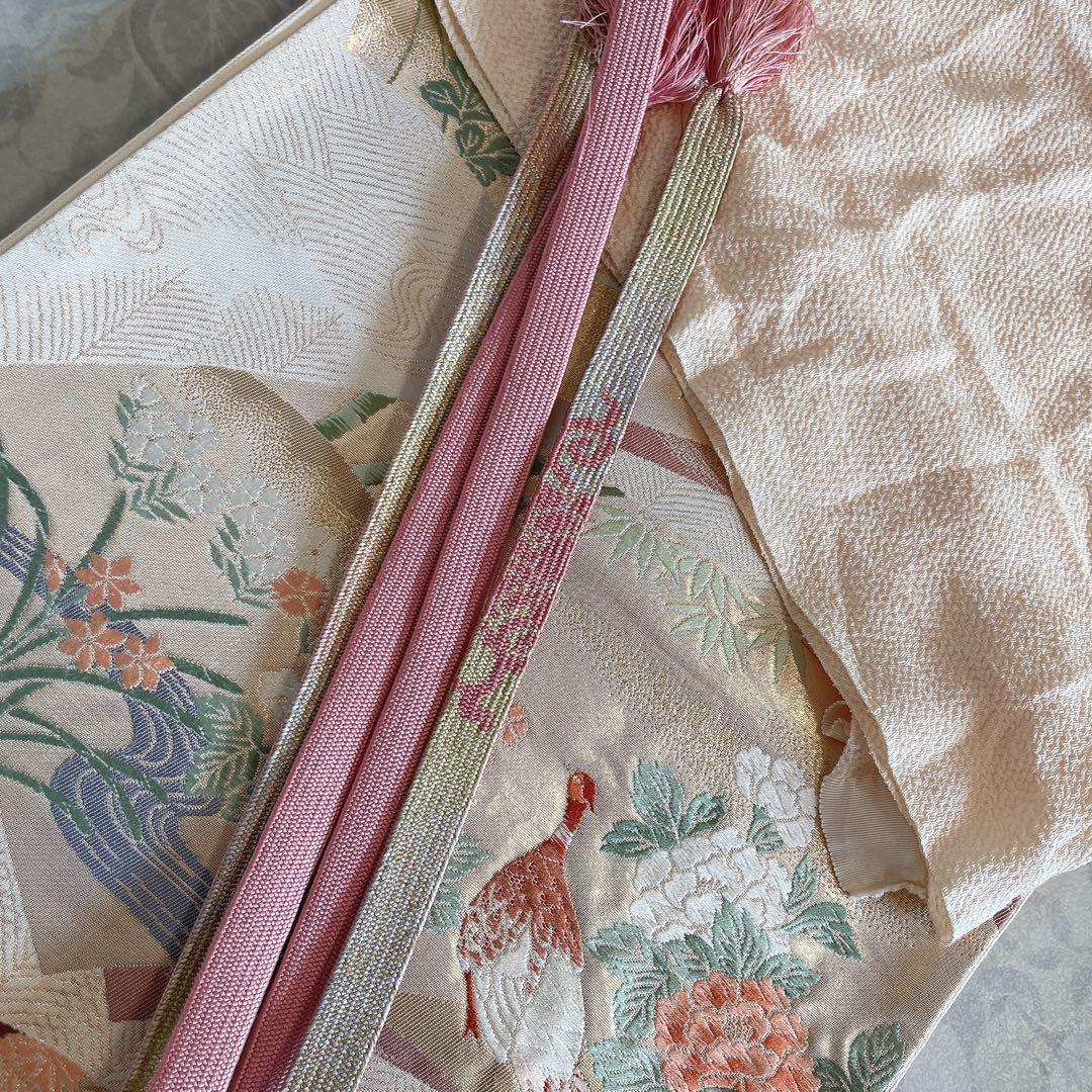 訪問着　フルセット　ツツジ　撫子　梅　萩　小花　手刺繍　可愛らしいお花　L1