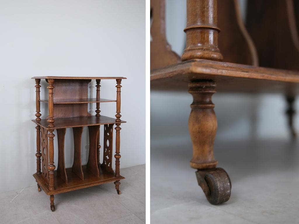 フランスアンティーク木製ミュージックシェルフ/本棚/飾り棚/楽譜立て(90-5)