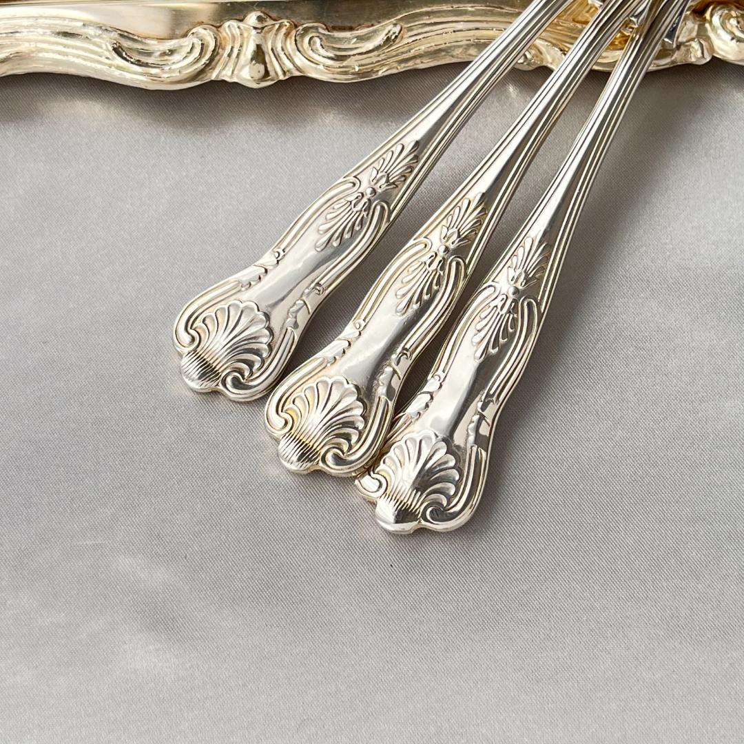 【英国】 キングスパターン コンソメスプーン 6本【シルバープレート】