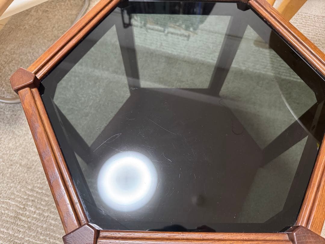 サイドテーブル・ナイトテーブル・ローテーブル BROOKS HEXAGON TABLE BLACK GLASS