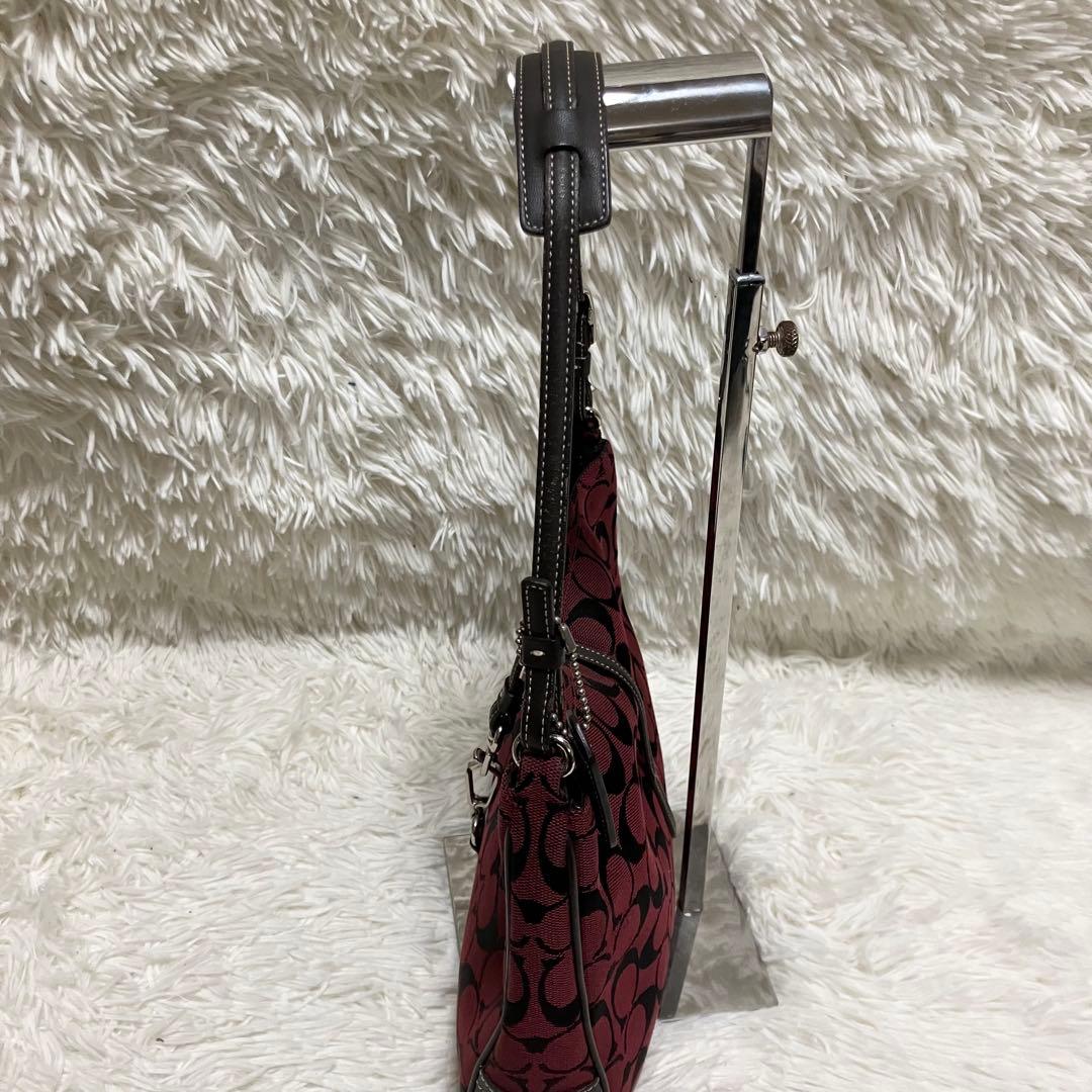 COACH 6091 シグネチャー ワンショルダーバッグ 赤 キャンバス レザー
