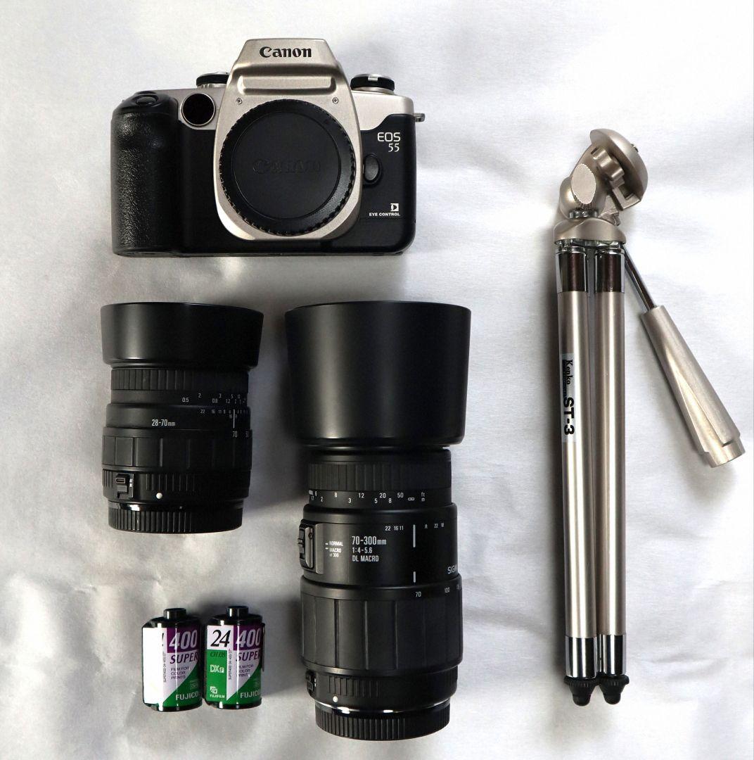 b*r様 Canon EOS 55、ズームレンズ２本、三脚、カメラバック のセッ
