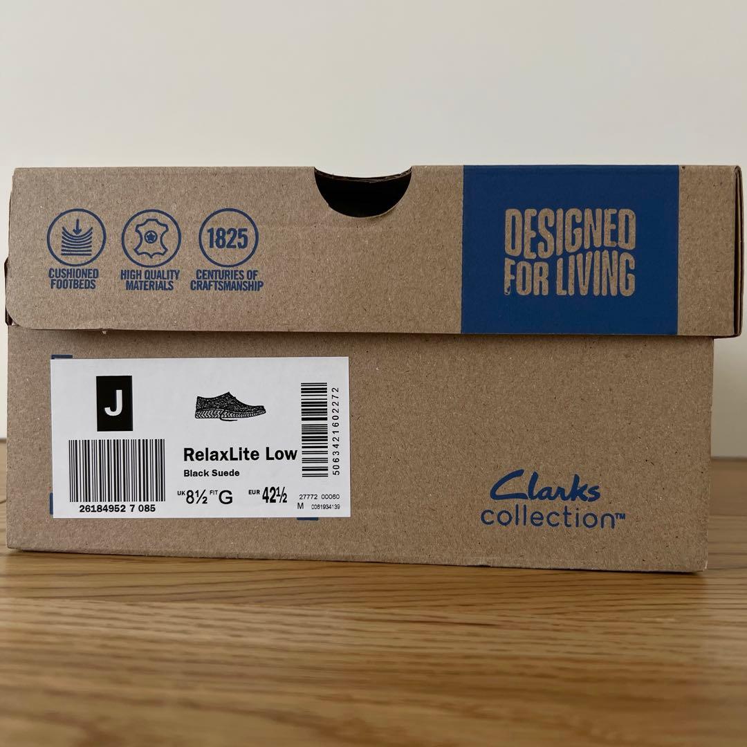 靴 Clarks RelaxLite Low Black Suede UK8 1/2