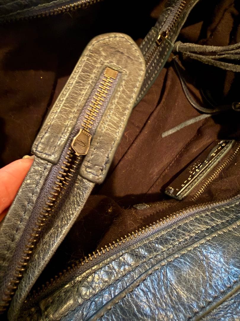 レザーショルダーバッグ エディターズ ヴィンテージ 本革 2way ダークブルー