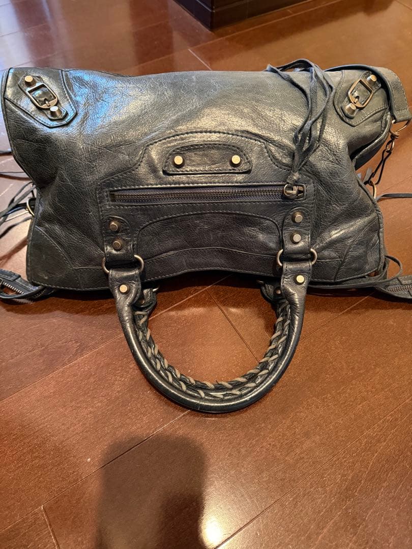 レザーショルダーバッグ エディターズ ヴィンテージ 本革 2way ダークブルー