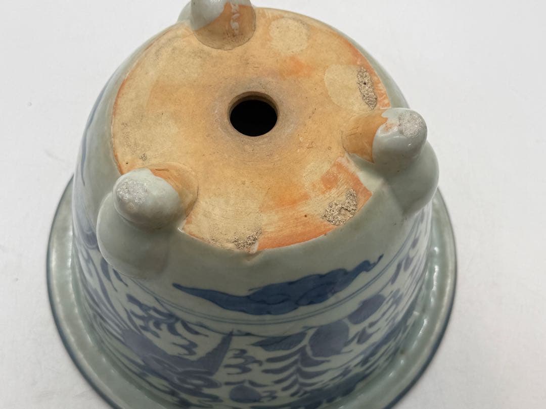 古染　染付　植木鉢　花卉紋　アンティーク　送料込み260129