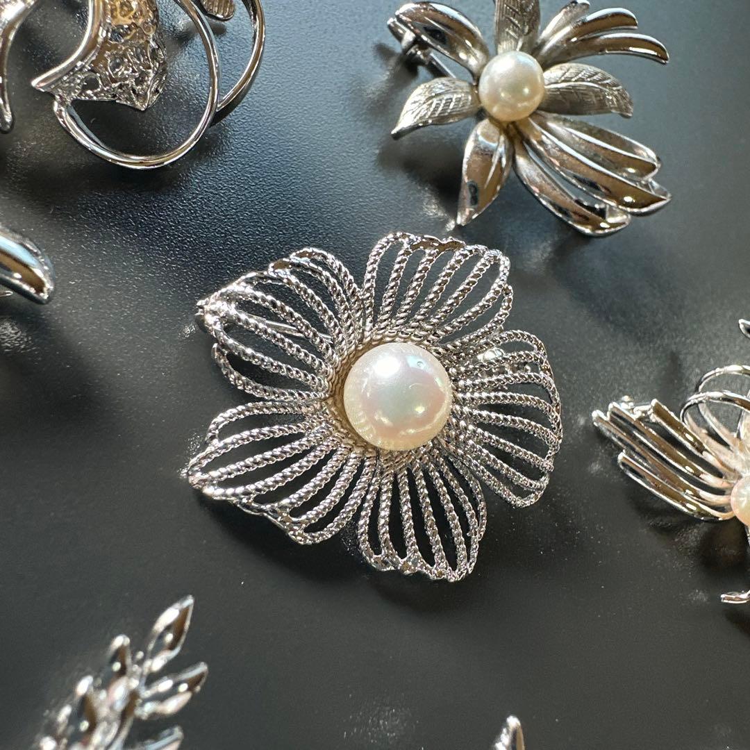 【vintage】田崎真珠含む　シルバー製　パールブローチ　6点　まとめ売り