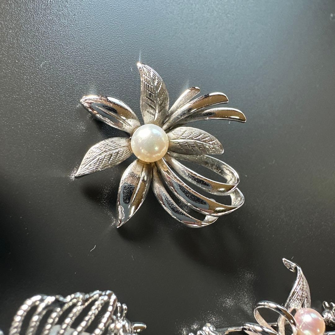 【vintage】田崎真珠含む　シルバー製　パールブローチ　6点　まとめ売り