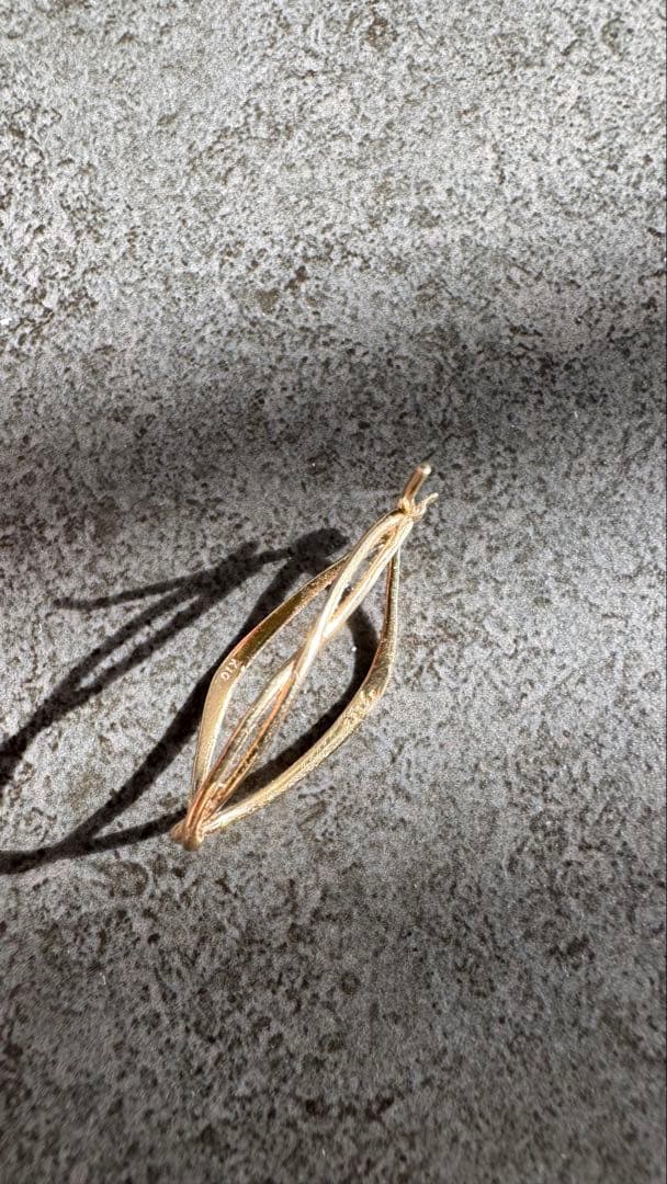 アガット＊フープ＊リーフ型＊ピアス＊片耳＊k10