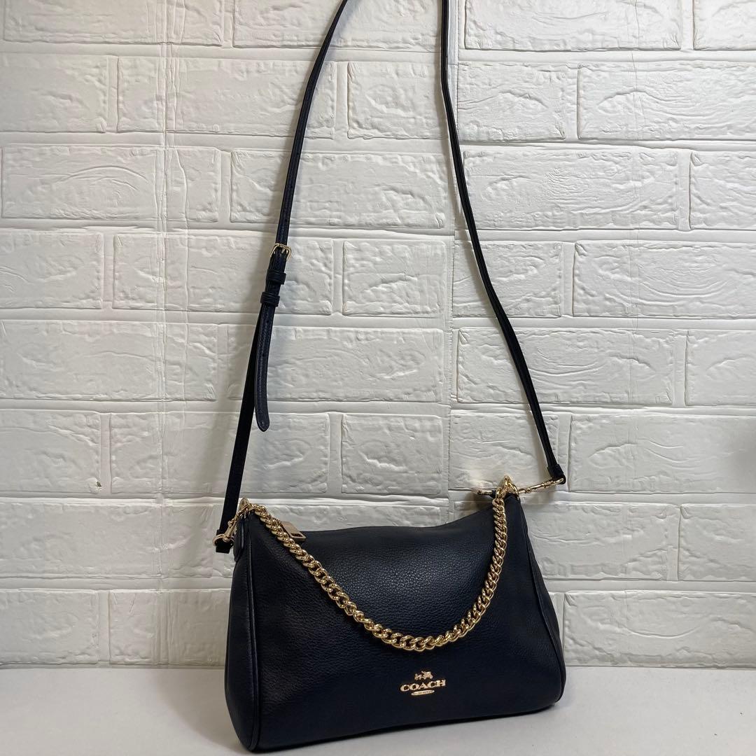 【美品】COACH コーチ　ショルダーバッグ　ブラック　レザー　2way式　ミニ