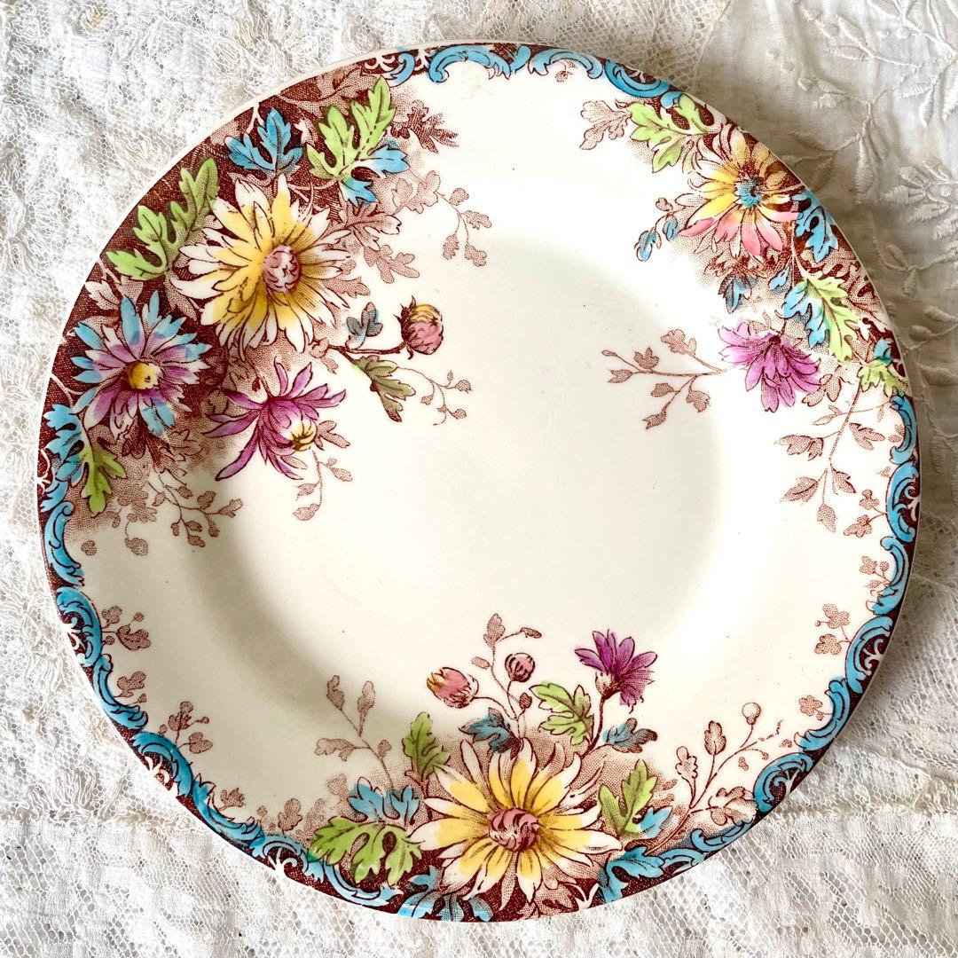 ジアンGien 秋の花フルールドトンヌ　デザートプレート3枚フランスアンティーク