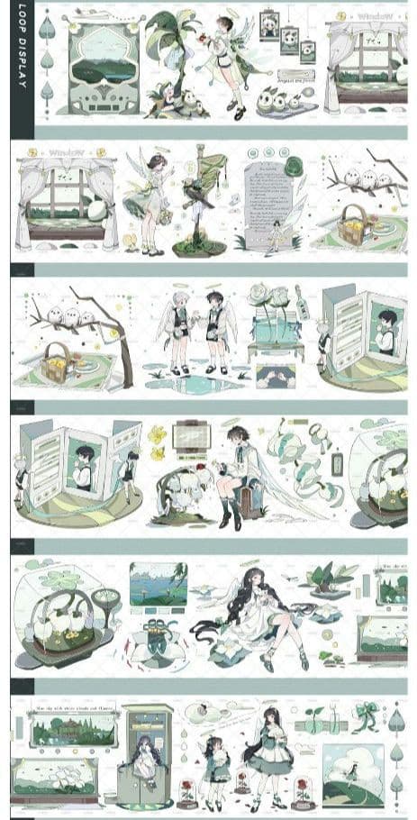 J241＃森林天使之镜(PET)MOODTAPE切り売り海外人物マステ女の子