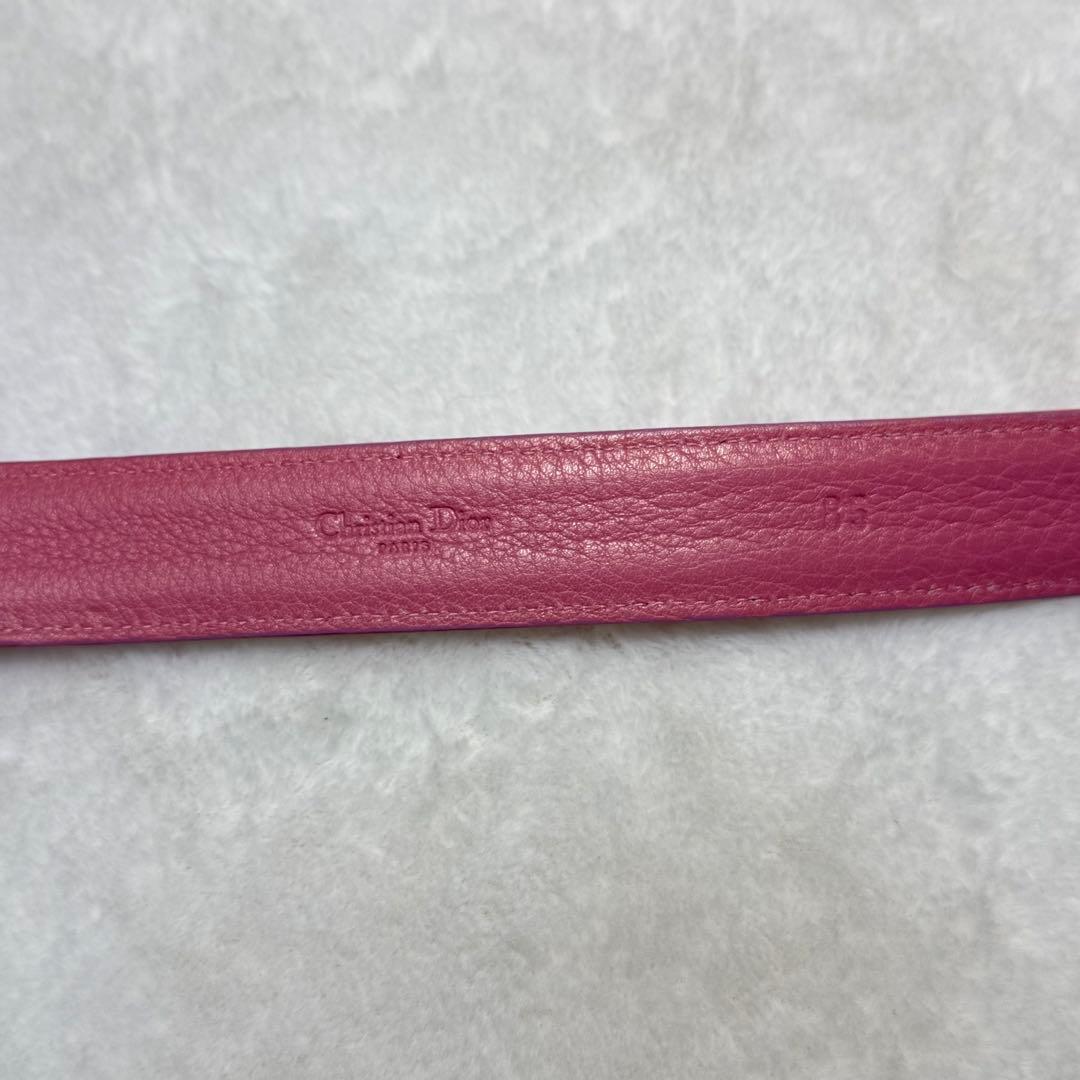 希少 美品 Christian Dior ピンク 刺繍 ベルト CD金具