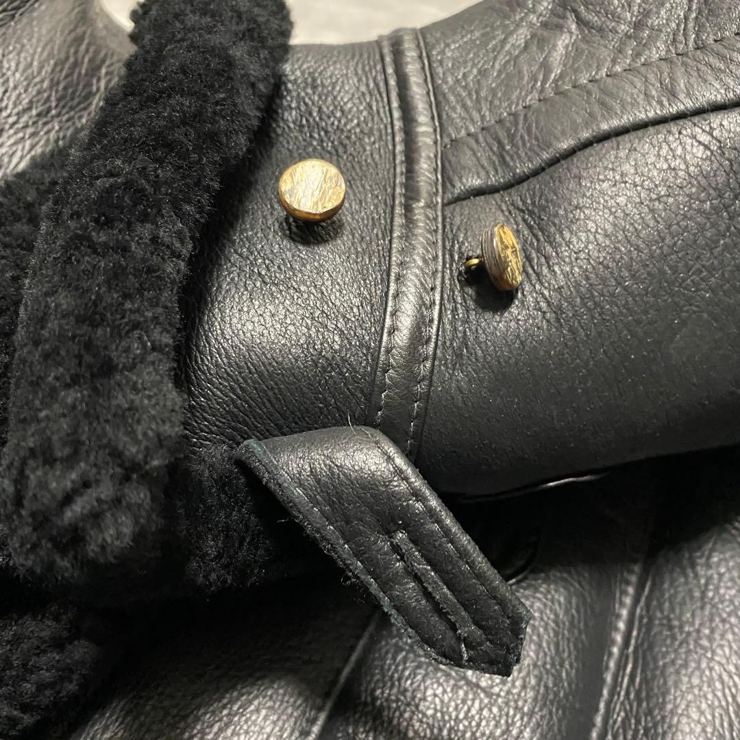 交渉中gco34 フーディーラムレザームートンダッフルコート　フード取外し可能