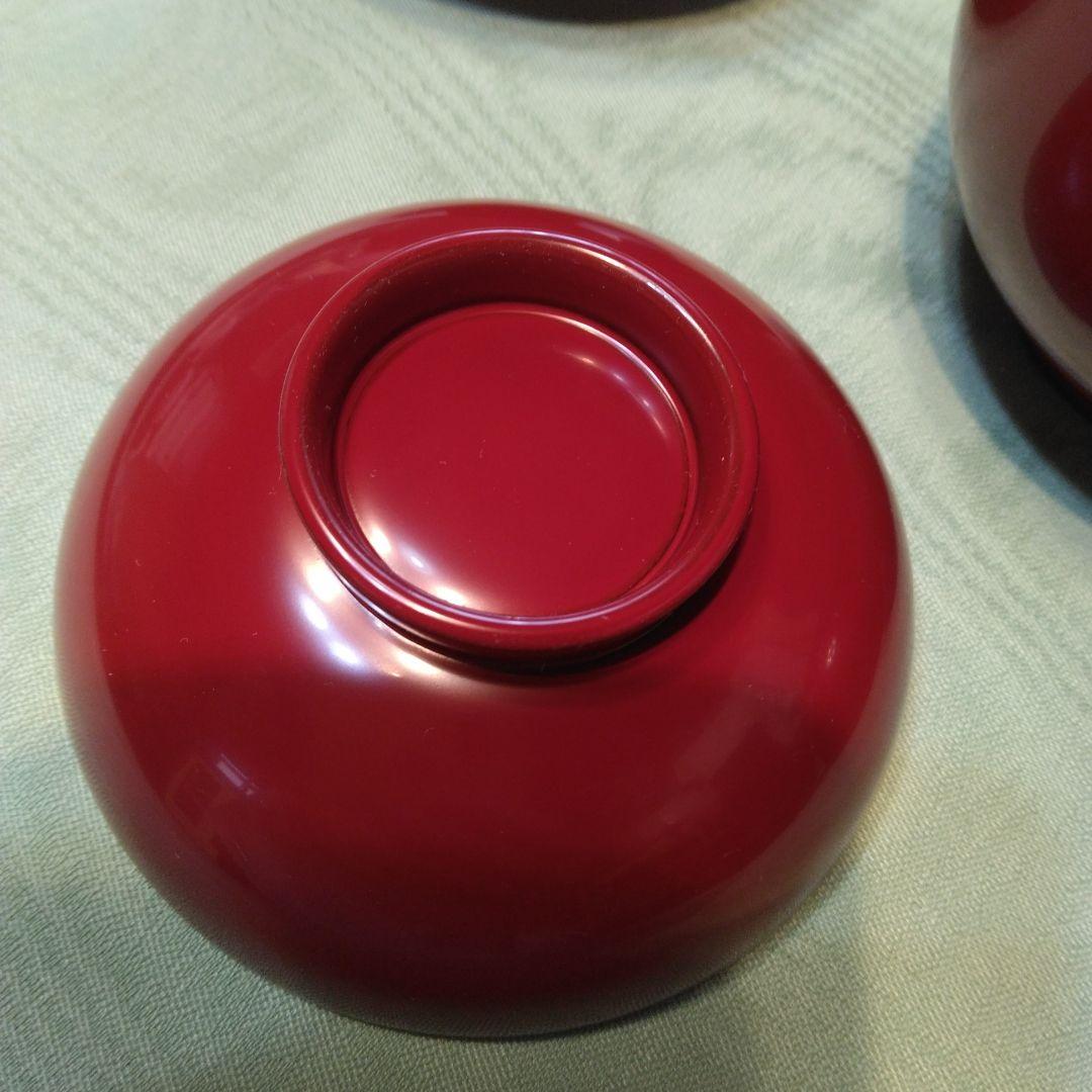 越前漆器、源伸堂きむら 赤い漆器 蓋付き椀5 個セット