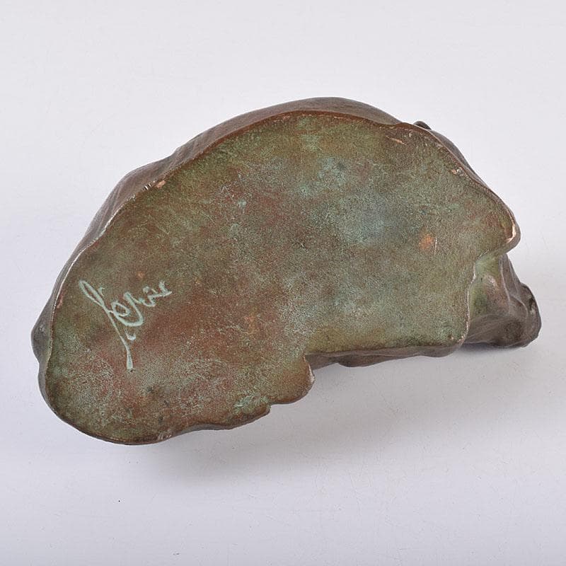 古銅　ブロンズ　牛　置物　在銘　C　R8960