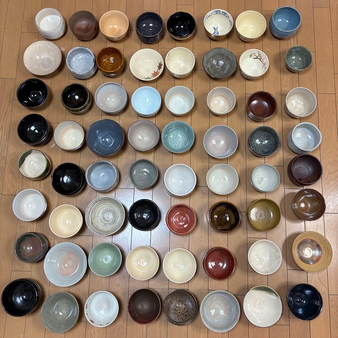 茶碗 抹茶碗 64点 茶道具 箱無し 染付 色絵 いろいろ まとめて