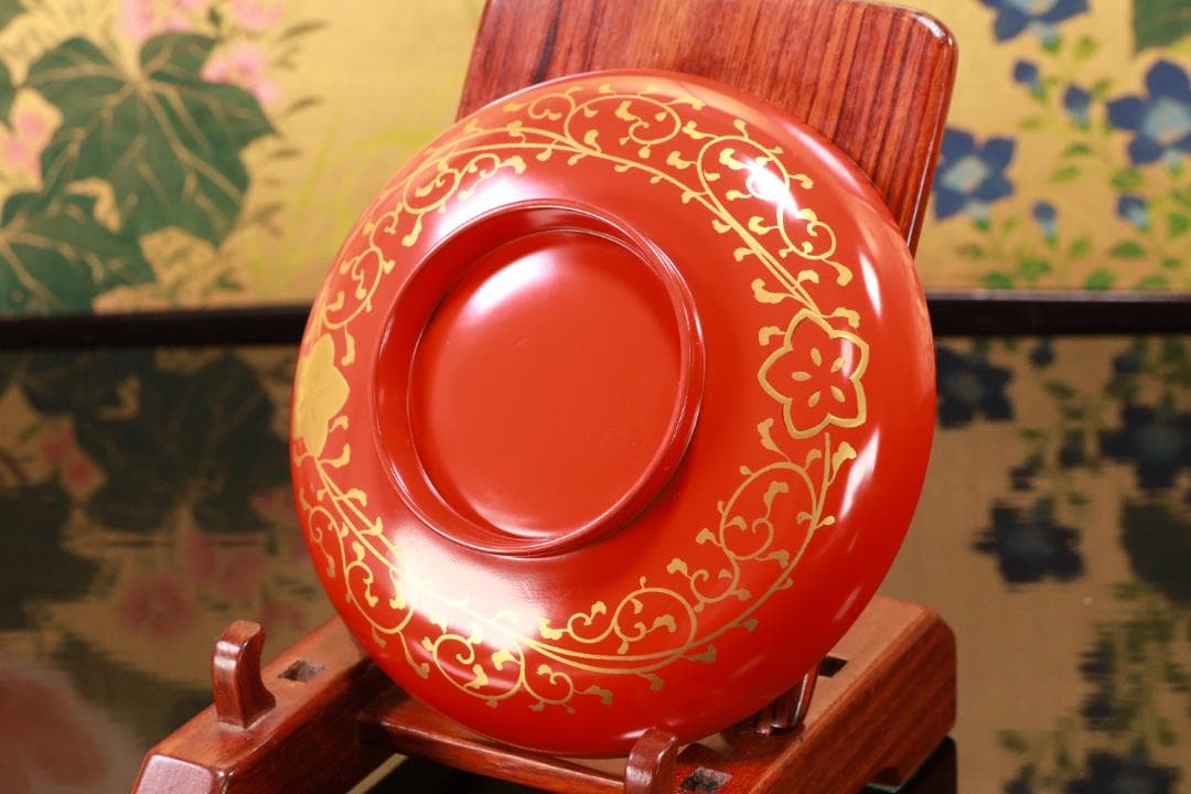 BJ120a　時代輪島塗　四君子図蒔絵　吸物椀　五客　木製　茶道具 懐石 菓子