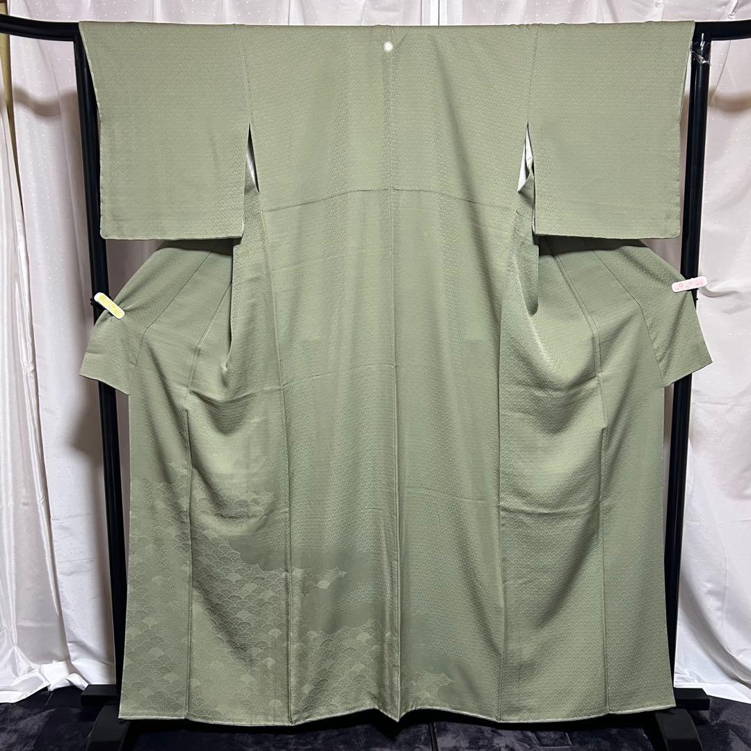 未使用　新品　美品　袷　正絹　紋付き　地紋　江戸小紋　訪問着　フルセット