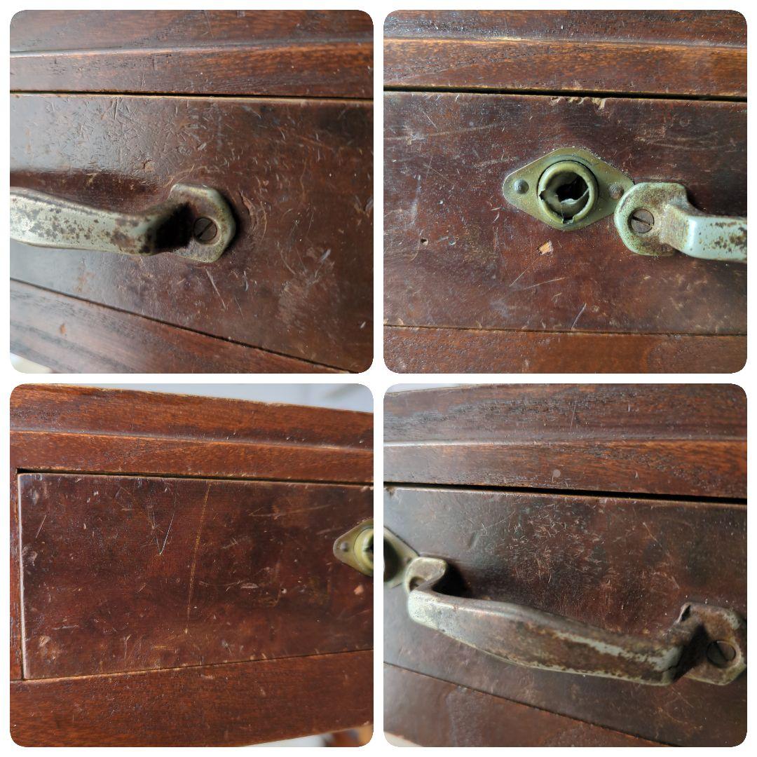 アンティーク　文机　レトロ　テーブル　机　木製　無垢　引き出し　昭和　大正