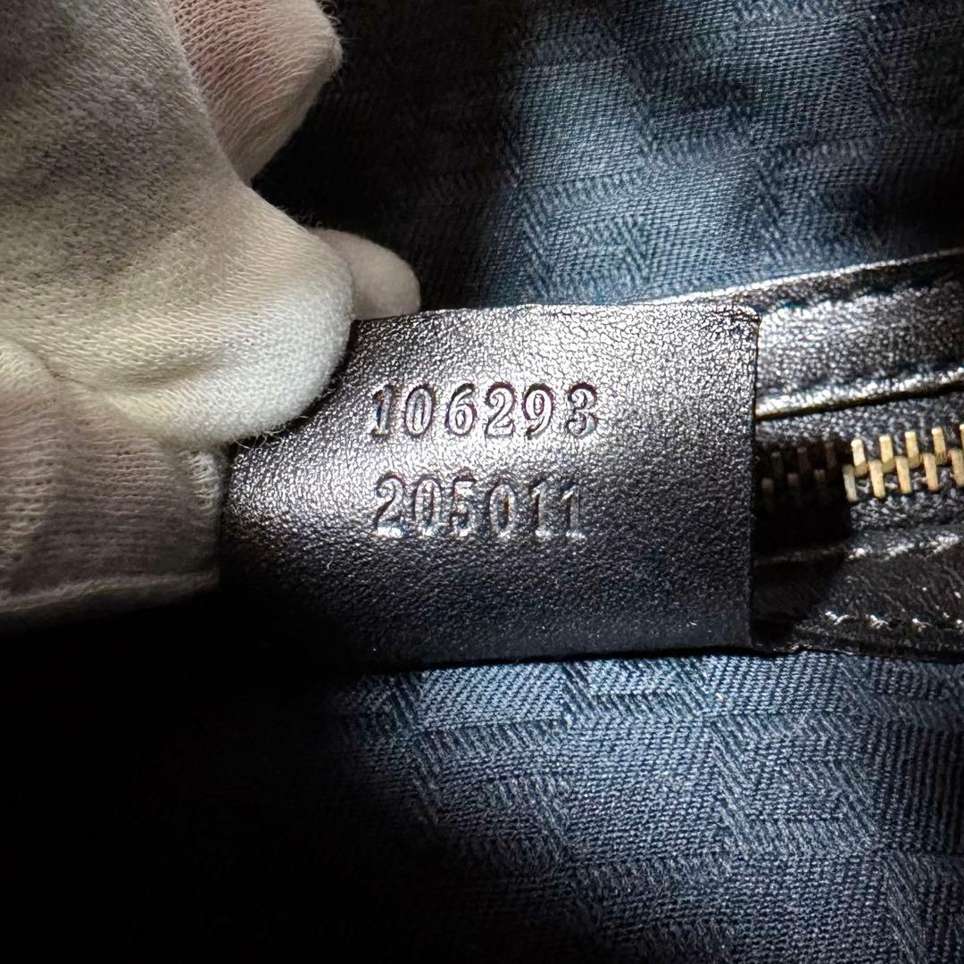 GUCCI ヴィンテージ レザー 編み込みハンドル ブラック ショルダーバッグ