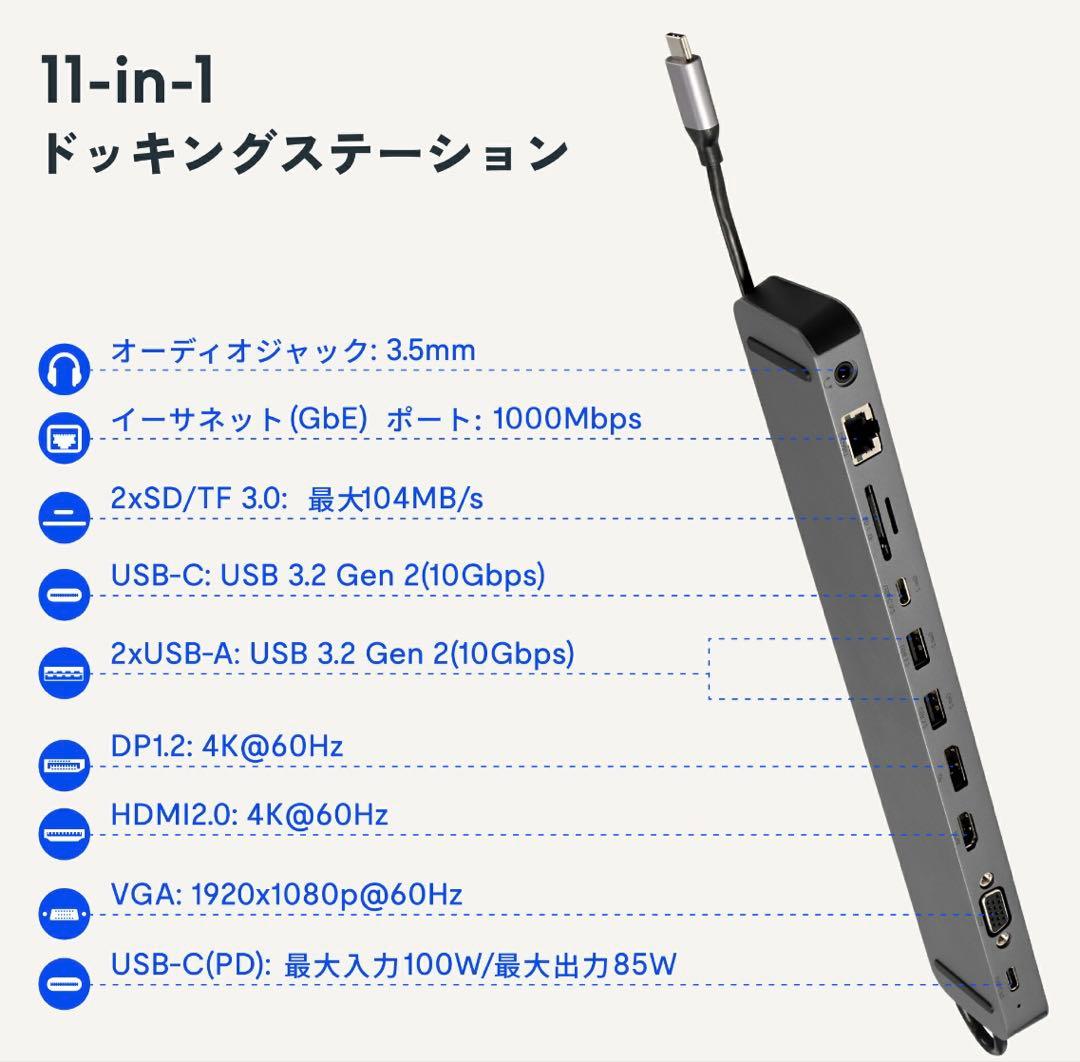 【新品】FlexiSpot E-HUB3 ドッキングステーション 11-in-1