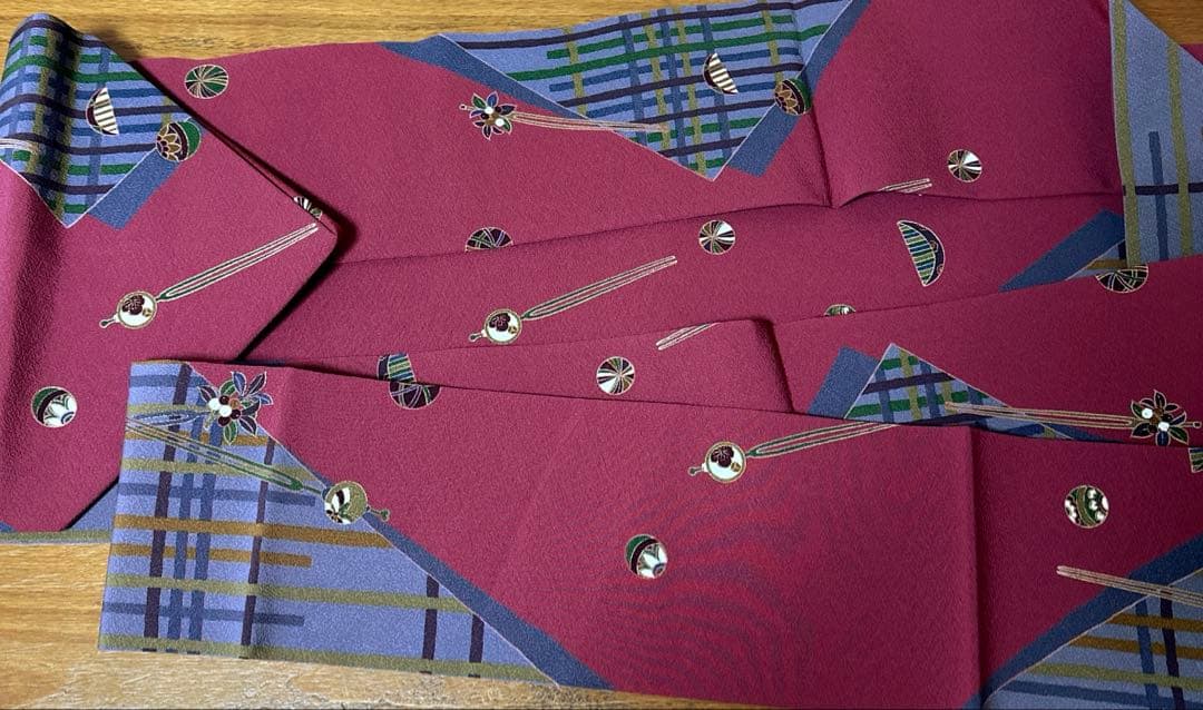 やまと誂製　正絹小紋　名古屋帯　長襦袢　帯締め　しつけ糸付き　４点セット