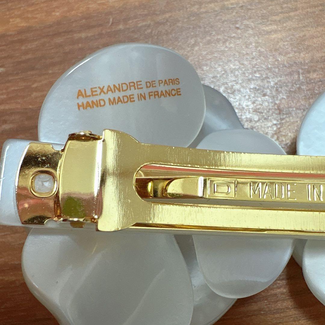 ALEXANDRE DE PARIS カメリア ホワイト 双子カメリア バレッタ
