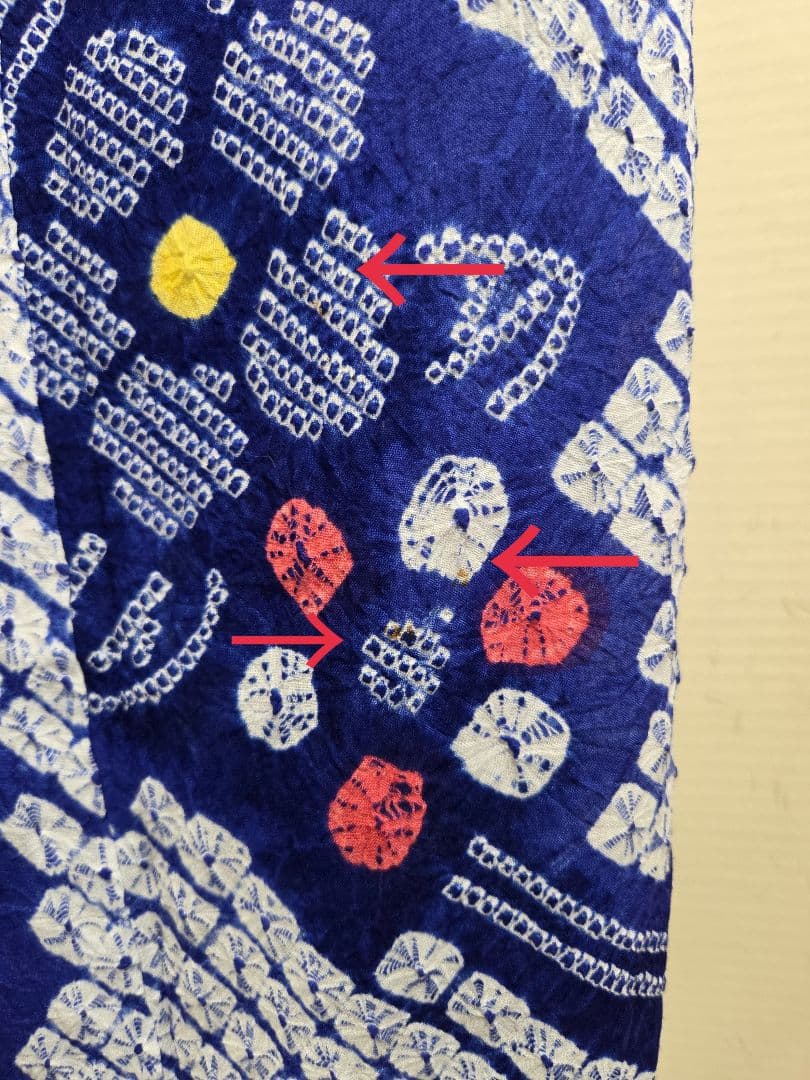 レトロ☆明るい青に花柄の絞り浴衣