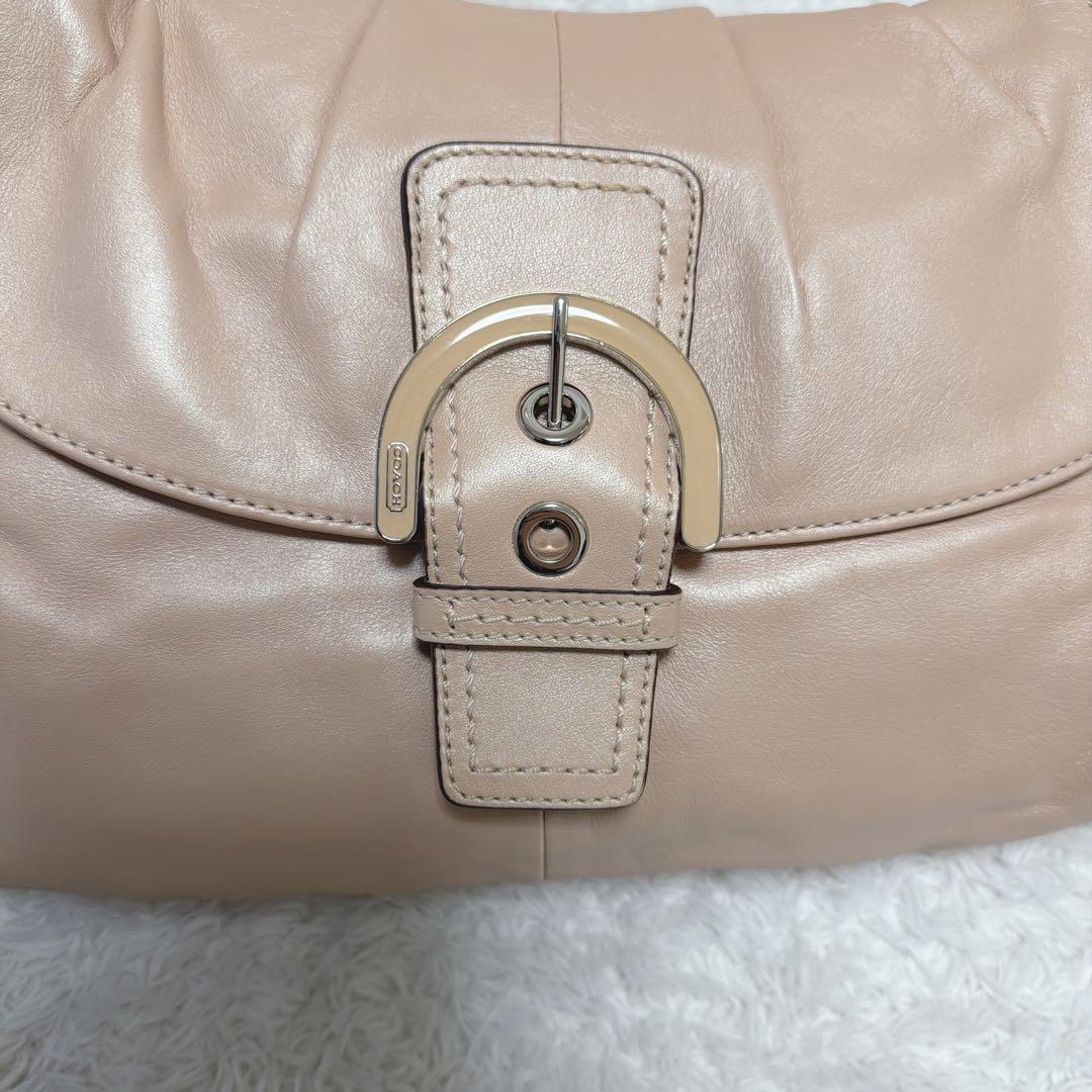 良品 コーチ ハンドバッグ ワンショルダー ソーホー シルバー金具 革 ピンク