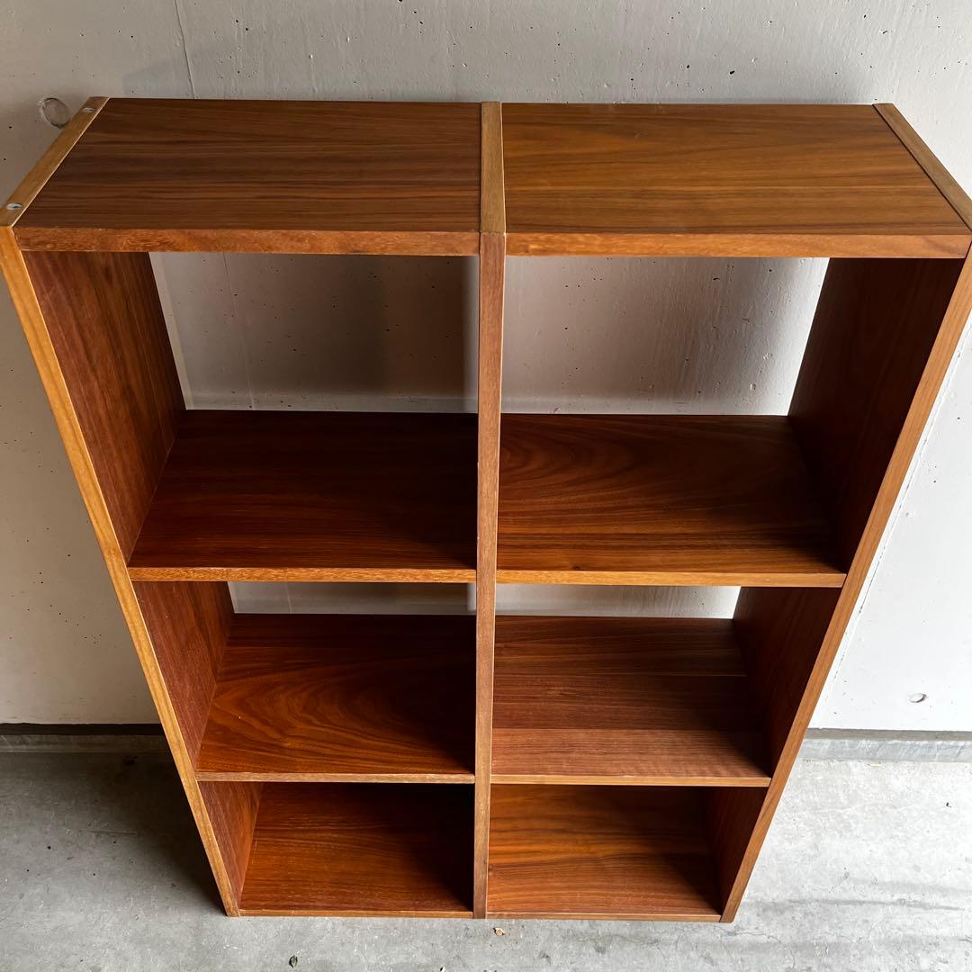 無印★スタッキングシェルフセット・３段×２列・ウォールナット材・チェスト２個付
