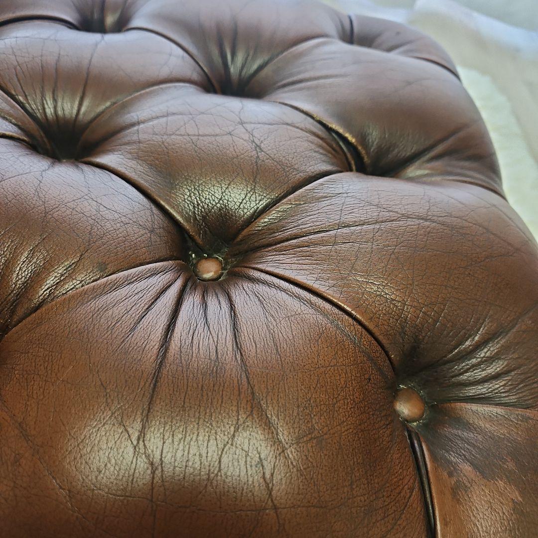 本革　 ブラウン　 オットマン　チェスターフィールド　イギリス　ヴィンテージ