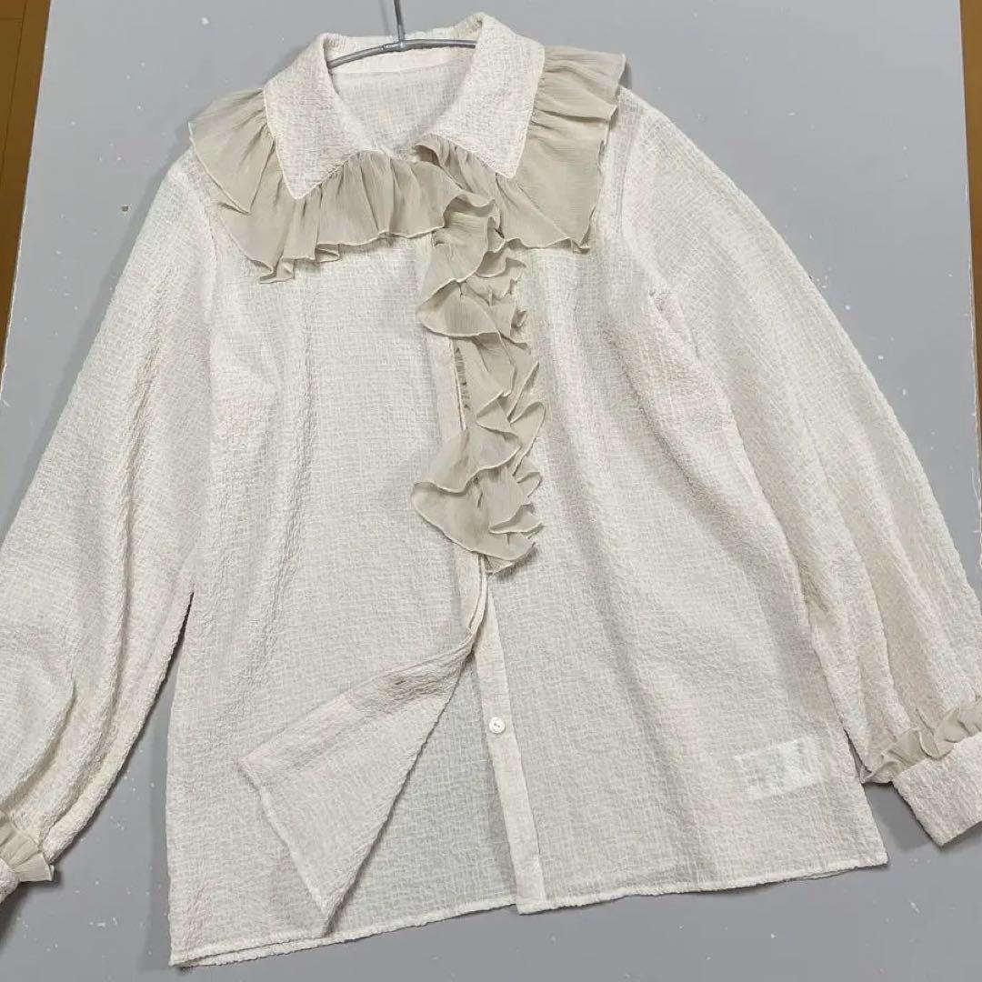 美品 23AW◆イエナ ボリュームカラーブラウス 長袖 ベージュ